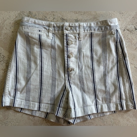 Madewell Pants - Madewell White and Blue Striped Shorts
